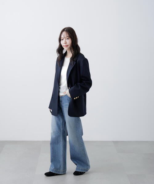 FREE'S MART(フリーズマート)の「◆〈セットアップ対応〉オーバーサイズシングルジャケット(テーラードジャケット・レディース・ネイビー/ベージュ系その他/ブラウン系その他・MEDIUM/SMALL)」の8枚目の写真