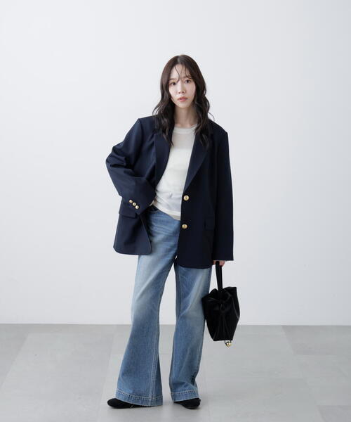 FREE'S MART(フリーズマート)の「◆〈セットアップ対応〉オーバーサイズシングルジャケット(テーラードジャケット・レディース・ネイビー/ベージュ系その他/ブラウン系その他・MEDIUM/SMALL)」の9枚目の写真