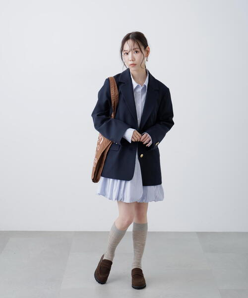 FREE'S MART(フリーズマート)の「◆〈セットアップ対応〉オーバーサイズシングルジャケット(テーラードジャケット・レディース・ネイビー/ベージュ系その他/ブラウン系その他・MEDIUM/SMALL)」の11枚目の写真