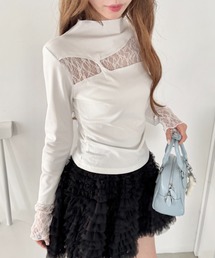 Loueme | レース切替リブトップス(Tシャツ/カットソー)