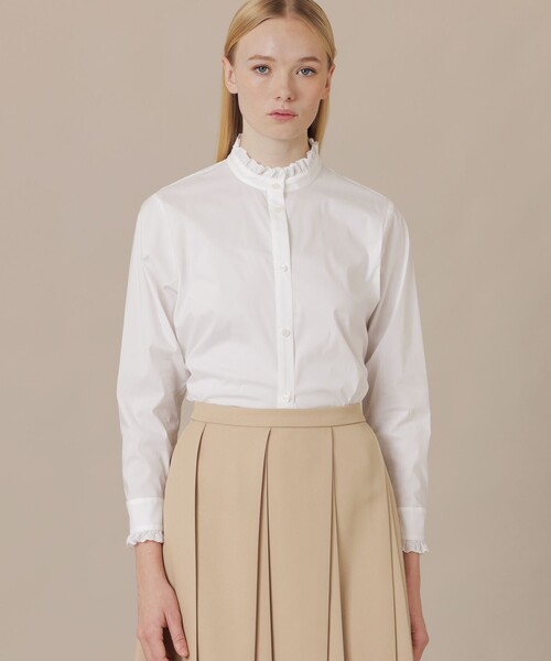 MACKINTOSH LONDON(マッキントッシュ ロンドン)の「コットンナイロンストレッチレースフリルブラウス(シャツ/ブラウス・レディース・オフホワイト/ブルー・38/40)」の1枚目の写真