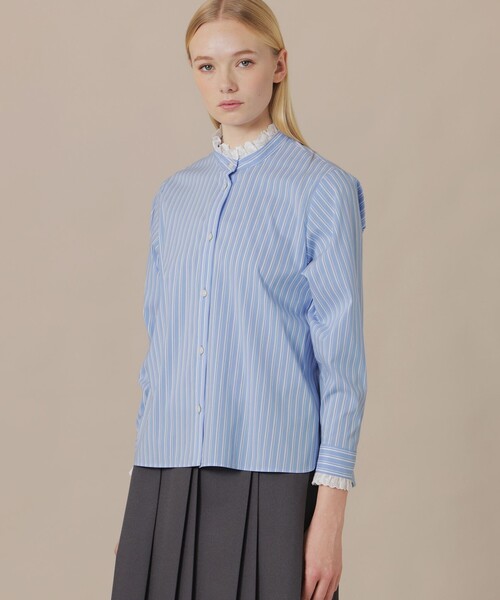 MACKINTOSH LONDON(マッキントッシュ ロンドン)の「コットンナイロンストレッチレースフリルブラウス(シャツ/ブラウス・レディース・オフホワイト/ブルー・38/40)」の2枚目の写真
