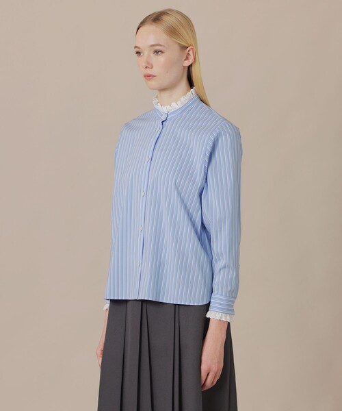 MACKINTOSH LONDON(マッキントッシュ ロンドン)の「コットンナイロンストレッチレースフリルブラウス(シャツ/ブラウス・レディース・オフホワイト/ブルー・38/40)」の6枚目の写真