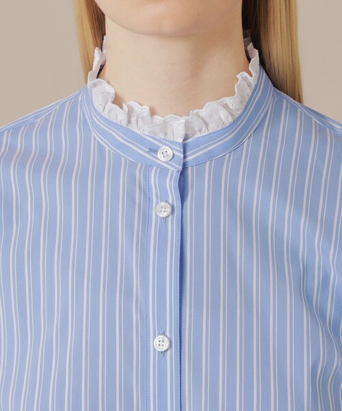 MACKINTOSH LONDON(マッキントッシュ ロンドン)の「コットンナイロンストレッチレースフリルブラウス(シャツ/ブラウス・レディース・オフホワイト/ブルー・38/40)」の8枚目の写真