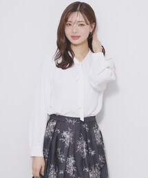 index | フェイクパールピンボウタイブラウス【洗濯機OK/イージーアイロン/ストレッチ】《XS-LL》(シャツ/ブラウス)