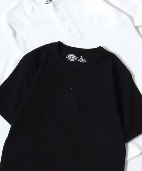 Dickies(ディッキーズ)の「Dickies/ディッキーズ タイトフィット デイリー テレコリブ 無地 ロゴ ワンポイント刺繍 ヘンリーネック 半袖Tシャツ/レディース メンズ(Tシャツ/カットソー・メンズ・ネイビー/ホワイト/グレー/ブラック・M/L/XL)」の2枚目の写真