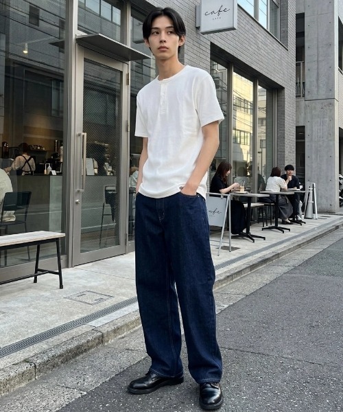 Dickies(ディッキーズ)の「Dickies/ディッキーズ タイトフィット デイリー テレコリブ 無地 ロゴ ワンポイント刺繍 ヘンリーネック 半袖Tシャツ/レディース メンズ(Tシャツ/カットソー・メンズ・ネイビー/ホワイト/グレー/ブラック・M/L/XL)」の21枚目の写真
