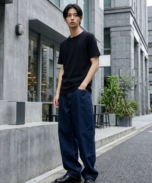 Dickies(ディッキーズ)の「Dickies/ディッキーズ タイトフィット デイリー テレコリブ 無地 ロゴ ワンポイント刺繍 ヘンリーネック 半袖Tシャツ/レディース メンズ(Tシャツ/カットソー・メンズ・ネイビー/ホワイト/グレー/ブラック・M/L/XL)」の22枚目の写真