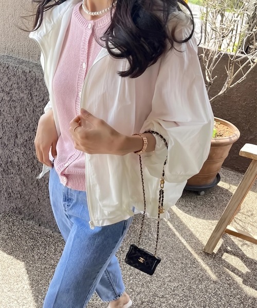 yuue' ( wear )(ユーイ)の「マウンテンパーカー ライトフーディージャケット/冷房対策 UVカットパーカー(マウンテンパーカー・レディース・ホワイト/ブラック・FREE)」の6枚目の写真