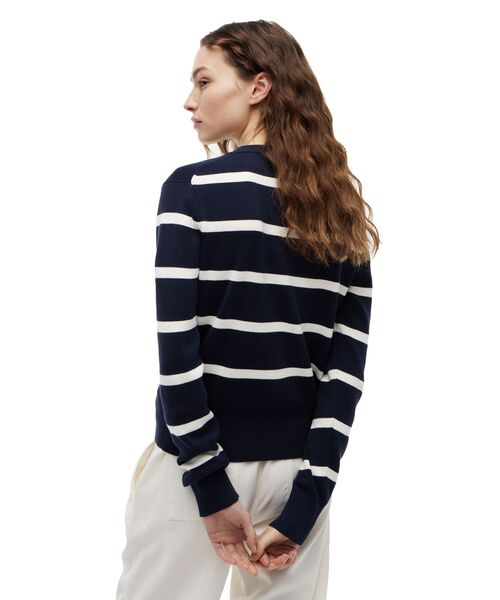 TOMMY HILFIGER（トミーヒルフィガー）の「コットンフルニードルクルーネックカーディガン（ニット/セーター・レディース・ピンク/ネイビー・XX-SMALL/X-SMALL/SMALL）」の3枚目の写真