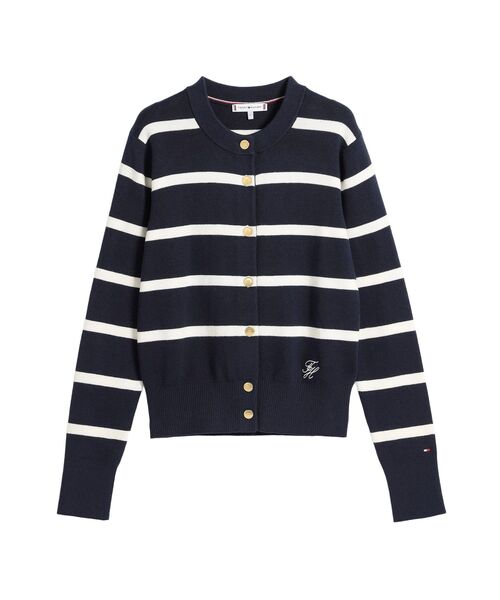 TOMMY HILFIGER（トミーヒルフィガー）の「コットンフルニードルクルーネックカーディガン（ニット/セーター・レディース・ピンク/ネイビー・XX-SMALL/X-SMALL/SMALL）」の6枚目の写真