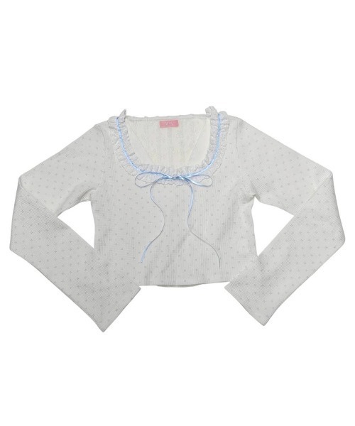 lilLilly(リルリリー)の「ワッフルレーストップス(Tシャツ/カットソー・レディース・ホワイト/ピンク/グレー・FREE)」の16枚目の写真