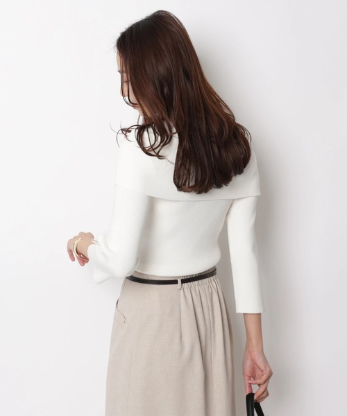 JUSGLITTY(ジャスグリッティー)の「7分袖ケープオフショルニット(ニット/セーター・レディース・ピンク/ベージュ系その他/ブルー系その他3/ネイビー/ホワイト・2)」の7枚目の写真