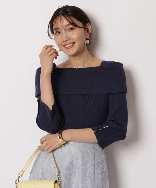 JUSGLITTY(ジャスグリッティー)の「7分袖ケープオフショルニット(ニット/セーター・レディース・ピンク/ベージュ系その他/ブルー系その他3/ネイビー/ホワイト・2)」の18枚目の写真