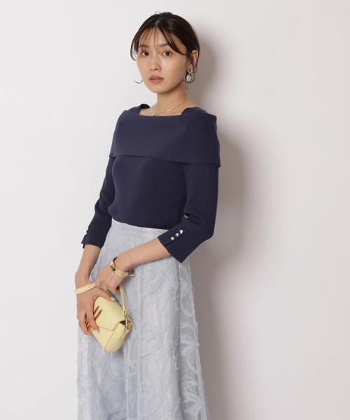 JUSGLITTY(ジャスグリッティー)の「7分袖ケープオフショルニット(ニット/セーター・レディース・ピンク/ベージュ系その他/ブルー系その他3/ネイビー/ホワイト・2)」の19枚目の写真