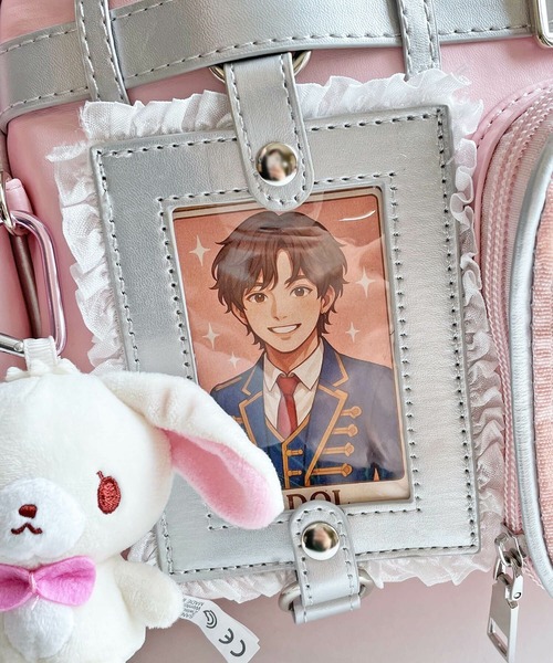 SPINNS（スピンズ）の「トレカやフォトが入る カードホルダー付き♪ 2WAY痛バッグ/クリアポケットショルダーバッグ/合皮/レース/ぬい活（ショルダーバッグ・レディース・ピンク・ONESIZE）」の5枚目の写真