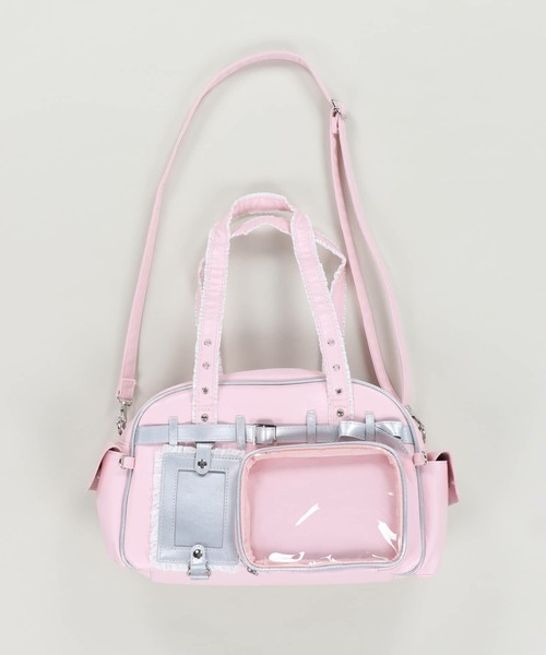 SPINNS（スピンズ）の「トレカやフォトが入る カードホルダー付き♪ 2WAY痛バッグ/クリアポケットショルダーバッグ/合皮/レース/ぬい活（ショルダーバッグ・レディース・ピンク・ONESIZE）」の9枚目の写真