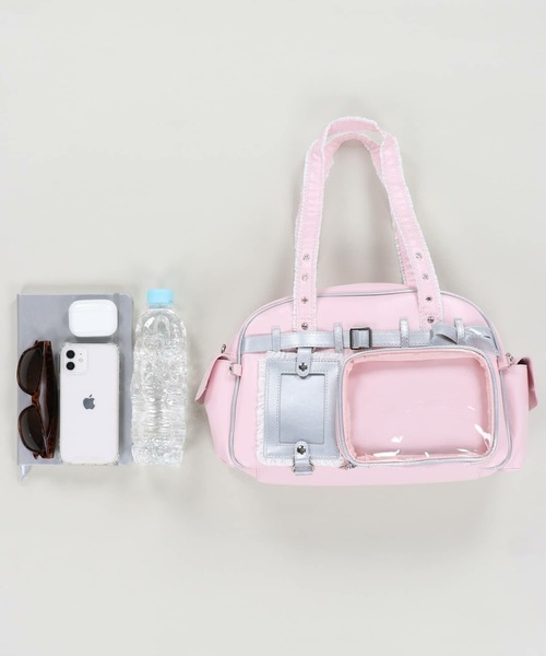 SPINNS（スピンズ）の「トレカやフォトが入る カードホルダー付き♪ 2WAY痛バッグ/クリアポケットショルダーバッグ/合皮/レース/ぬい活（ショルダーバッグ・レディース・ピンク・ONESIZE）」の10枚目の写真