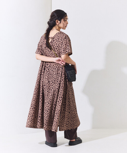 THOUSAND MILE × FREAK'S STORE/サウザンドマイル 別注 UVカット バックオープンワンピース/レオパード