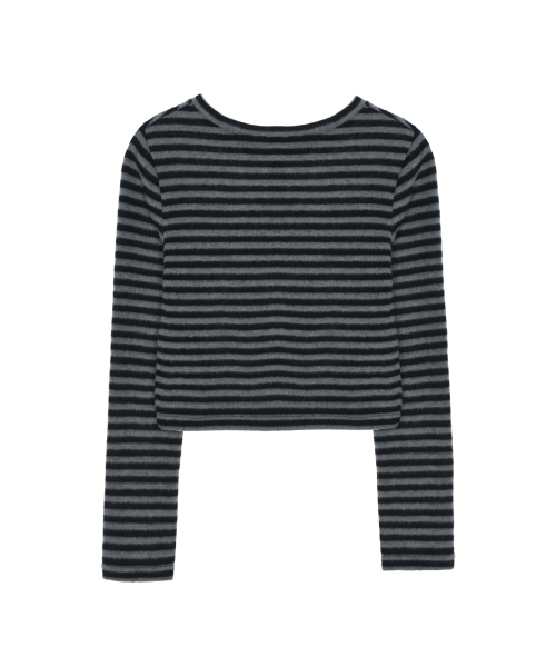 NICK&NICOLE(ニックアンドニコール)の「STRIPE CROP BUTTON CARDIGAN_CHARCOAL(カーディガン/ボレロ・レディース・その他・MEDIUM/LARGE)」の5枚目の写真