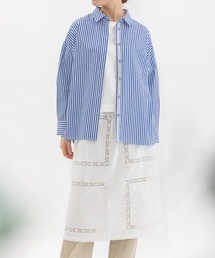 ロンドンストライプbackスワン刺繍シャツ