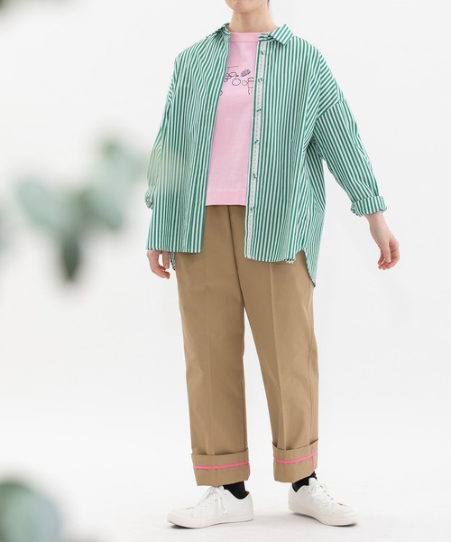 nop de nod(ノップドゥノッド)の「ロンドンストライプbackスワン刺繍シャツ(シャツ/ブラウス・レディース・ブルー/グリーン/ピンク・3)」の20枚目の写真