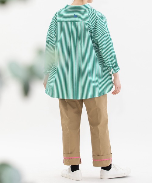 nop de nod(ノップドゥノッド)の「ロンドンストライプbackスワン刺繍シャツ(シャツ/ブラウス・レディース・ブルー/グリーン/ピンク・3)」の22枚目の写真
