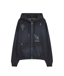 DEFGARMENTS（デフグラメンツ）の「STONE CROSS HOOD ZIP UP [NAVY]（パーカー）」