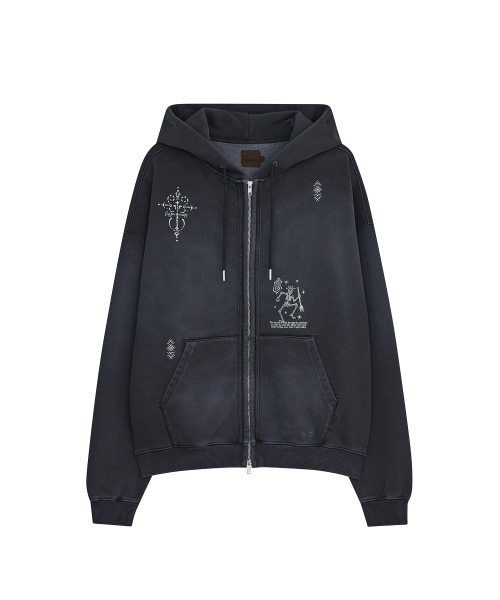 STONE CROSS HOOD ZIP UP [NAVY] — толстовка с капюшоном на молнии