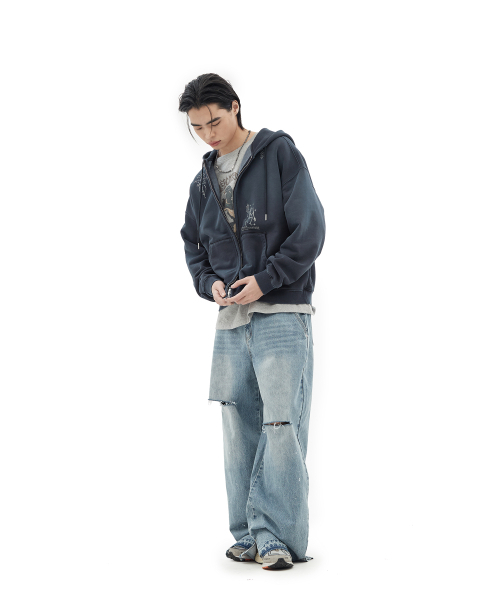 DEFGARMENTS（デフグラメンツ）の「STONE CROSS HOOD ZIP UP [NAVY]（パーカー・レディース・その他・SMALL/LARGE）」の6枚目の写真