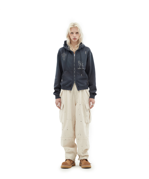 DEFGARMENTS（デフグラメンツ）の「STONE CROSS HOOD ZIP UP [NAVY]（パーカー・レディース・その他・SMALL/LARGE）」の7枚目の写真