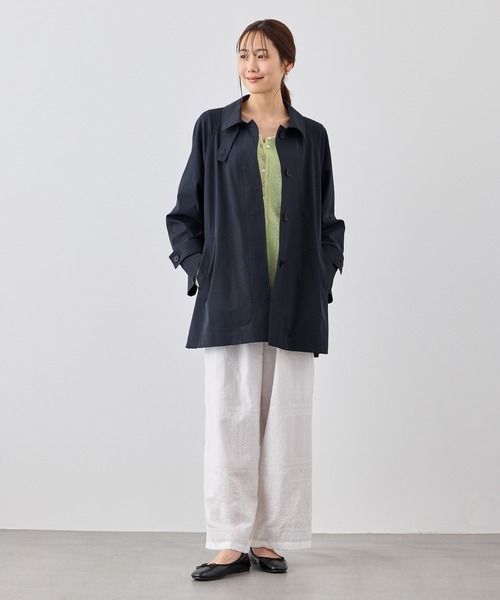 ROPE' PICNIC（ロペピクニック）の「ミドル丈ステンカラーコート/花粉ガード・撥水（ステンカラーコート・レディース・ネイビー/ベージュ・FREE）」の14枚目の写真
