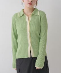 RETRO GIRL | 配色襟付NTカーディガン(カーディガン/ボレロ)