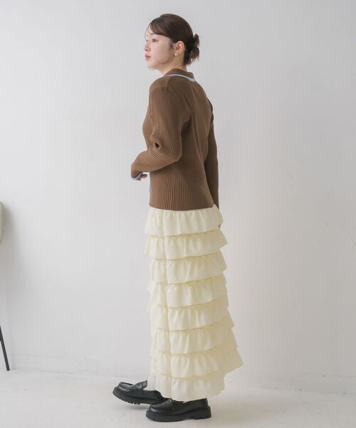 RETRO GIRL(レトロガール)の「配色襟付NTカーディガン(カーディガン/ボレロ・レディース・ナチュラル/ライトグリーン/ブラウン・FREE)」の12枚目の写真