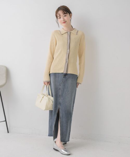 RETRO GIRL(レトロガール)の「配色襟付NTカーディガン(カーディガン/ボレロ・レディース・ナチュラル/ライトグリーン/ブラウン・FREE)」の17枚目の写真