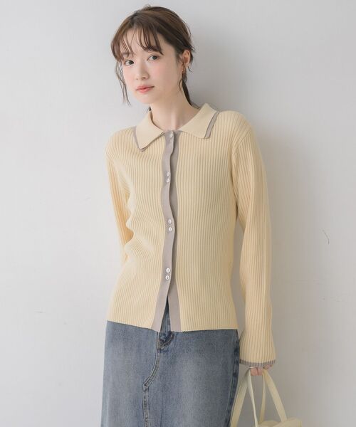 RETRO GIRL(レトロガール)の「配色襟付NTカーディガン(カーディガン/ボレロ・レディース・ナチュラル/ライトグリーン/ブラウン・FREE)」の21枚目の写真