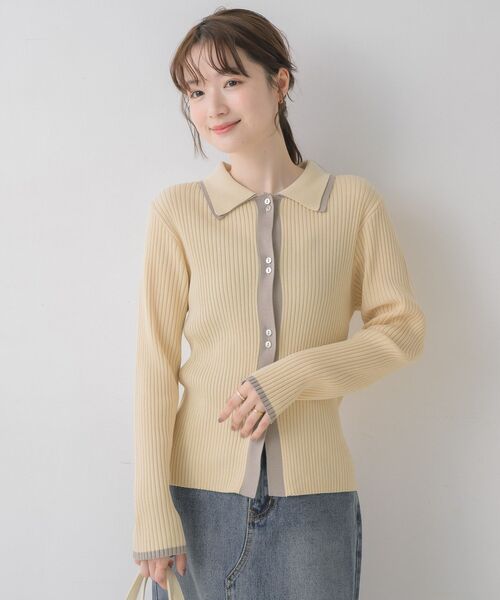 RETRO GIRL(レトロガール)の「配色襟付NTカーディガン(カーディガン/ボレロ・レディース・ナチュラル/ライトグリーン/ブラウン・FREE)」の22枚目の写真