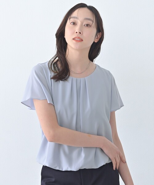 UNTITLED(アンタイトル)の「【透けにくい/スーツインナー】パウダリータックブラウス(シャツ/ブラウス・レディース・サックスブルー系5/ピンク系1/ネイビー/ナチュラル/オフホワイト・02/01/00/50/48/46/44/04/03)」の4枚目の写真