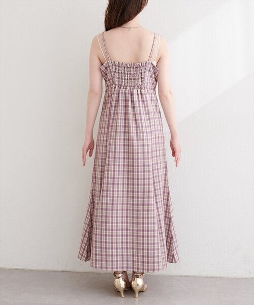 natural couture（ナチュラルクチュール）の「フロントギャザーチェック柄ワンピース（ワンピース・レディース・グリーン/ネイビー/パープル・FREE）」の10枚目の写真