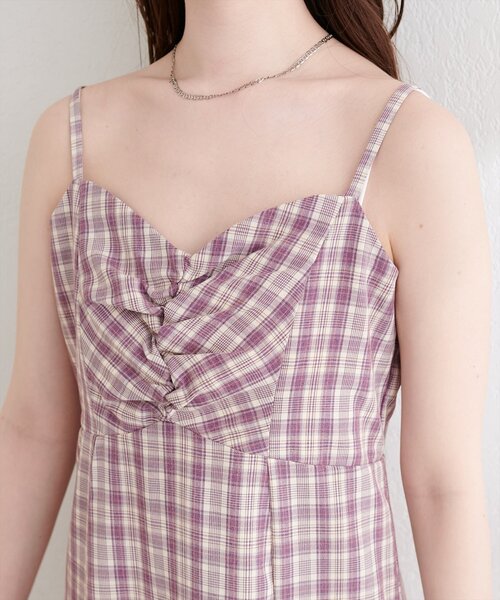 natural couture（ナチュラルクチュール）の「フロントギャザーチェック柄ワンピース（ワンピース・レディース・グリーン/ネイビー/パープル・FREE）」の11枚目の写真