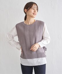 ikka（イッカ）の「【2点セット】ニットベストブラウスセット（アンサンブル）」