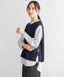 ikka（イッカ）の「【2点セット】ニットベストブラウスセット（アンサンブル）」