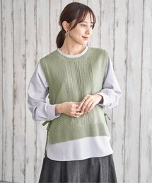 ikka（イッカ）の「【2点セット】ニットベストブラウスセット（アンサンブル）」