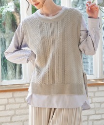 ikka | 【雑誌InRed4月号掲載】ニットベストブラウスセット【2点セット】(Tシャツ/カットソー)