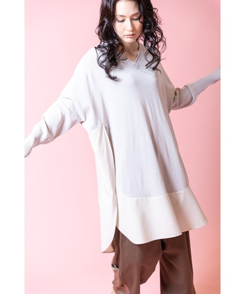 OSMOSIS（オズモーシス）の「ラウンドヘムニットプルオーバー（ニット/セーター・レディース・ライトグレー/ピンク/ブラック・ONE SIZE）」の8枚目の写真