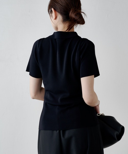 Lui's（ルイス）の「前ギャザーデザイン半袖ニットプルオーバー（Tシャツ/カットソー・レディース・ブラック/ミント/グレー・FREE）」の13枚目の写真