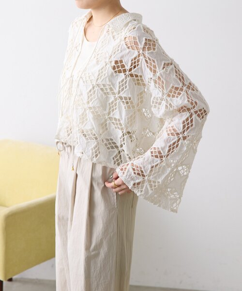 ear PAPILLONNER（イアパピヨネ）の「インドレースシャツカーデ【SUM1 STYLE】（シャツ/ブラウス・レディース・ホワイト/ブラック・FREE）」の22枚目の写真