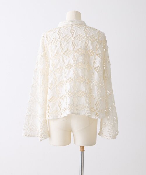 ear PAPILLONNER（イアパピヨネ）の「インドレースシャツカーデ【SUM1 STYLE】（シャツ/ブラウス・レディース・ホワイト/ブラック・FREE）」の3枚目の写真