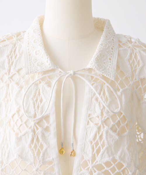 ear PAPILLONNER（イアパピヨネ）の「インドレースシャツカーデ【SUM1 STYLE】（シャツ/ブラウス・レディース・ホワイト/ブラック・FREE）」の4枚目の写真