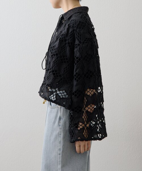 ear PAPILLONNER（イアパピヨネ）の「インドレースシャツカーデ【SUM1 STYLE】（シャツ/ブラウス・レディース・ホワイト/ブラック・FREE）」の11枚目の写真
